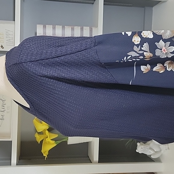 Navy Balloon Long Sleeve Top - Picture 2 of 7